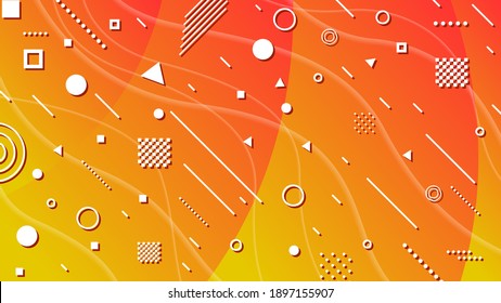 Abstract Colorful Gradient Background With Color Geometric Figures Different Shapes And White Line Vector Design Style