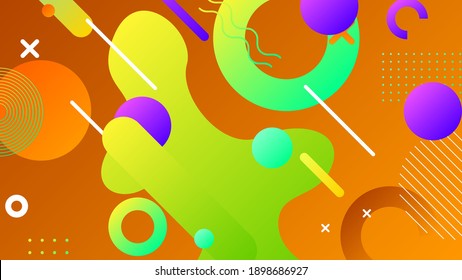 Abstract Colorful Gradient Background With Color Geometric Figures Different Shapes And White Line Vector Design Style