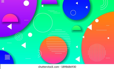 Resumen Fondo De Gradiente Colorido Con Figuras Geométricas De Color Diferentes Formas Y Estilo De Diseño De Vector De Línea Blanca