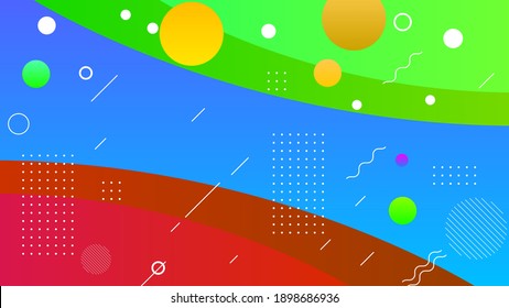 Abstract Colorful Gradient Background With Color Geometric Figures Different Shapes And White Line Vector Design Style