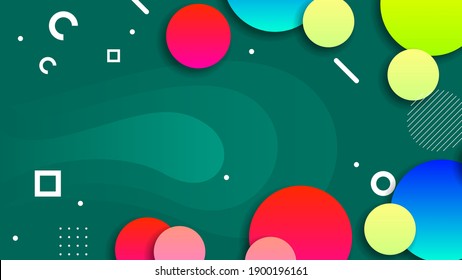 Abstract Colorful Gradient Background With Color Geometric Figures Different Shapes And White Line Vector Design Style