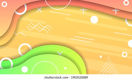 Abstract Colorful Gradient Background With Color Geometric Figures Different Shapes And White Line Vector Design Style