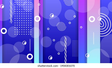 Abstract Colorful Gradient Background With Color Geometric Figures Different Shapes And White Line Vector Design Style