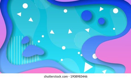 Abstract Colorful Gradient Background With Color Geometric Figures Different Shapes And White Line Vector Design Style