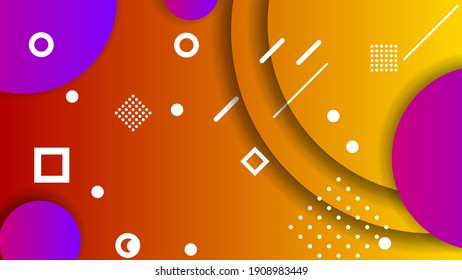 Abstract Colorful Gradient Background With Color Geometric Figures Different Shapes And White Line Vector Design Style