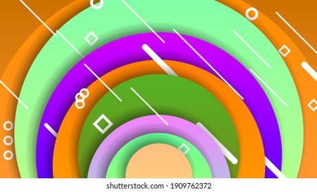 Abstract Colorful Gradient Background With Color Circular Geometric Figures Different Shapes And diagonal White Line Vector Design Style