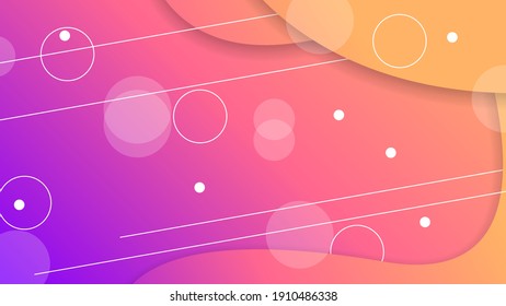 Abstract Colorful Gradient Background With Color Wavy Geometric Figures of Different Shapes And White Lines, Vector Design Style