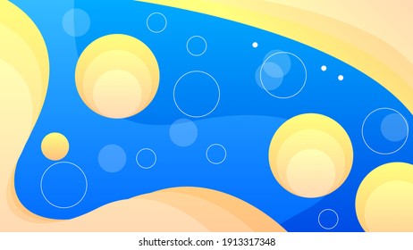 Abstract Colorful Gradient Background With Color Wavy Geometric Figures of Different Shapes And White Lines, Vector Design Style