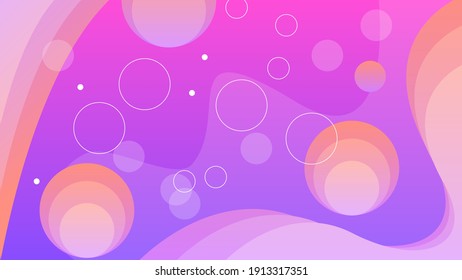 Abstract Colorful Gradient Background With Color Wavy Geometric Figures of Different Shapes And White Lines, Vector Design Style