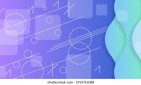 Abstract Colorful Gradient Background With Color Wavy Geometric Figures of Different Shapes And White Lines, Vector Design Style