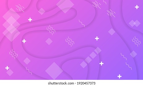 Abstract Colorful Gradient Background With Color Wavy Geometric Figures of Different Shapes And White Lines, Vector Design Style
