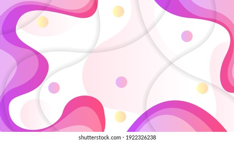 Abstract Colorful Gradient Background With Color Wavy Geometric Figures of Different Shapes And White Lines, Vector Design Style