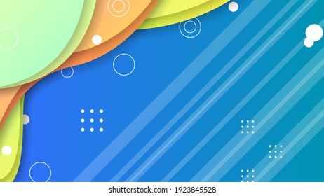 Abstract Colorful Gradient Background With Color Wavy Geometric Figures of Different Shapes And White Lines, Vector Design Style