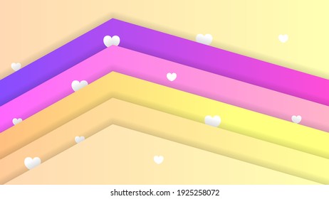 Abstrakter bunter Farbverlauf-Hintergrund mit farbigen, geometrischen Figuren verschiedener Formen und weißer Linien, Vektordesign-Stil