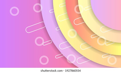Abstract Colorful Gradient Background With Color Wavy Geometric Figures of Different Shapes And White Lines, Vector Design Style