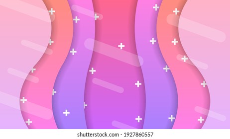 Abstract Colorful Gradient Background With Color Wavy Geometric Figures of Different Shapes And White Lines, Vector Design Style