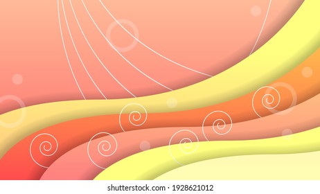 Abstract Colorful Gradient Background With Color Wavy Geometric Figures of Different Shapes And White Lines, Vector Design Style