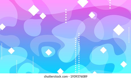 Abstract Colorful Gradient Background With Color Wavy Geometric Figures of Different Shapes And White Lines, Vector Design Style
