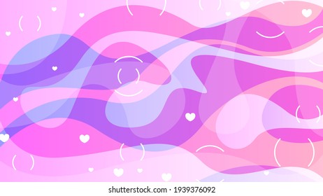 Abstract Colorful Gradient Background With Color Wavy Geometric Figures of Different Shapes And White Lines, Vector Design Style