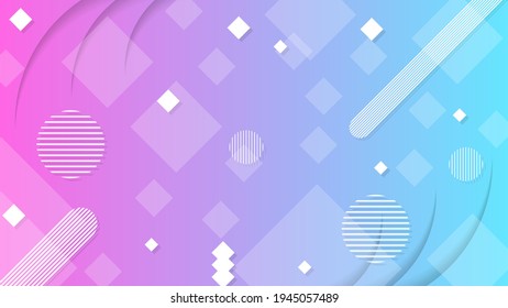 Abstract Colorful Gradient Background With Color Geometric Figures Different Shapes And White Line Vector Design Style