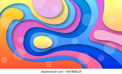 Abstract Colorful Gradient Background With Color Geometric Figures Different Shapes And White Line Vector Design Style
