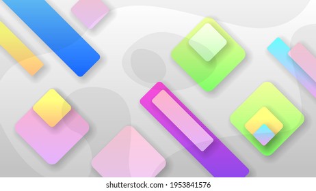 Abstract Colorful Gradient Background With Color Wavy Geometric Figures of Different Shapes And White Lines, Vector Design Style