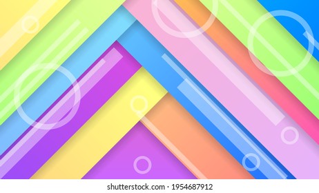 Abstract Colorful Gradient Background With Color Wavy Geometric Figures of Different Shapes And White Lines, Vector Design Style
