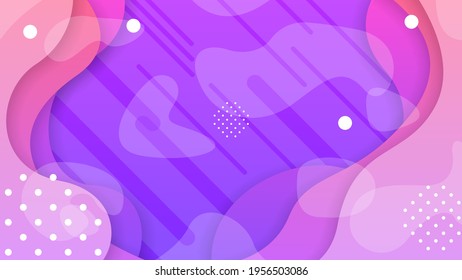 Abstract Colorful Gradient Background With Color Wavy Geometric Figures of Different Shapes And White Lines, Vector Design Style