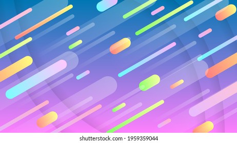 Abstract Colorful Gradient Background With Color Geometric Figures Different Shapes And White Line Vector Design Style