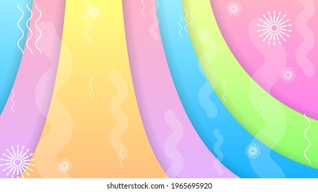Abstract Colorful Gradient Background With Color Geometric Figures Different Shapes And White Line Vector Design Style