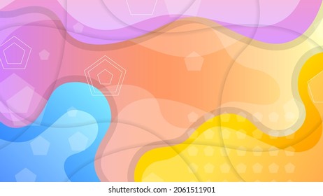 Abstract Colorful Gradient Background With Color Geometric Figures. Different Shapes And White Line Vector Design Style