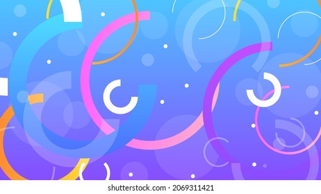 Abstract Colorful Gradient Background With Color Geometric Figures. Different Shapes And White Line Vector Design Style
