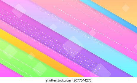 Abstract Colorful Gradient Background With Color Geometric Figures. Different Shapes And White Line Vector Design Style
