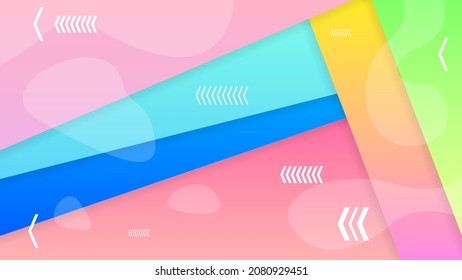 Abstract Colorful Gradient Background With Color Geometric Figures. Different Shapes And White Line Vector Design Style