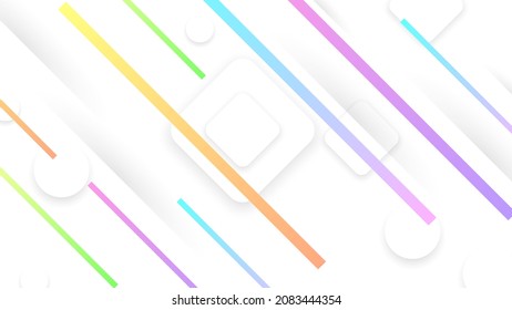 Abstract Colorful Gradient Background With Color Geometric Figures. Different Shapes And White Line Vector Design Style