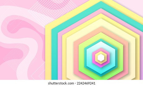 Abstract Colorful Gradient Background With Color Geometric Figures. Different Shapes And White Line Vector Design Style