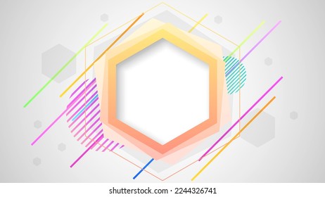 Abstract Colorful Gradient Background With Color Geometric Figures. Different Shapes And White Line Vector Design Style