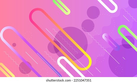 Resumen De Fondo De Gradiente Colorido Con Figuras Geométricas De Color. Formas Diferentes Y Estilo De Diseño De Vectores De Línea Blanca