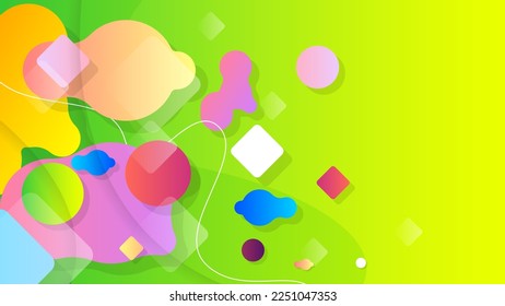 Abstract Colorful Gradient Background With Color Geometric Figures. Different Shapes And White Line Vector Design Style