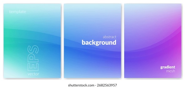 Abstractas fondo de degradado colorido con líneas curvas y ondas suaves. Telón de fondo para branding, Web, portadas, presentaciones de Anuncios publicitarios, pósters, diseño digital o gráficos de redes sociales. Imagen de Vector