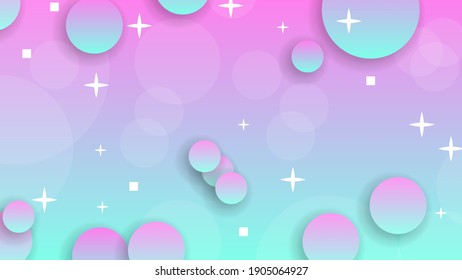 Abstract Colorful Gradient Background With Different Colorful Geometric Figure Shapes And White stars, Vector Design