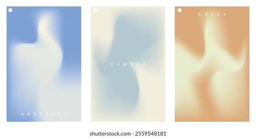 Abstract Colorful Gradient Background Posters Set Design Vector