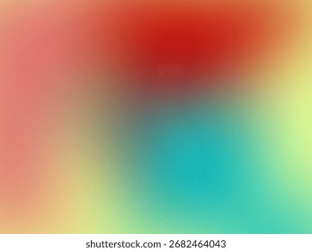 Abstract colorful gradient background with smooth blend of red, turquoise, yellow, and green shades. Vibrant blurred texture ideal for modern design, digital art, wallpaper, or creative presentation.