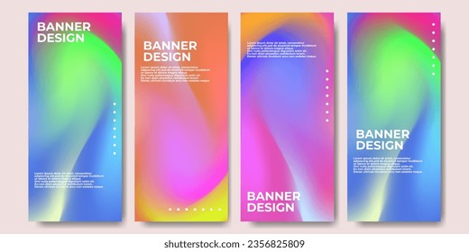 Resumen de diseño de pancartas y afiches de gradiente colorido en estilo ondulado