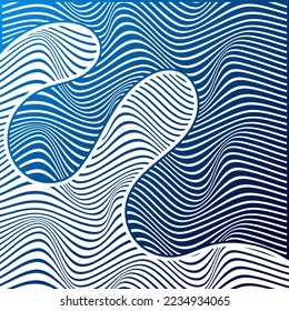 ABSTRACT COLORFUL GRADIENT BLUE WAVY LINE PATTERN BACKGROUND. COVER DESIGN 