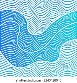 ABSTRACT COLORFUL GRADIENT BLUE WAVY LINE PATTERN BACKGROUND. COVER DESIGN 