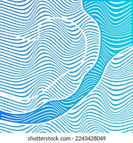 ABSTRACT COLORFUL GRADIENT BLUE WAVY LINE PATTERN BACKGROUND. COVER DESIGN 