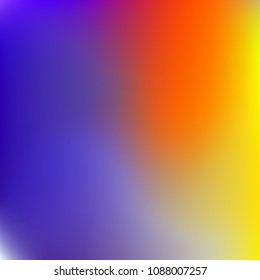 Abstract colorful gradient. Blurred abstract background. Multicolor blurry blend. Holographic illustration. Rainbow mesh texture. Modern effect vector. Holographic violet, red, blue, yellow mesh.
