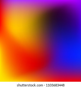 Abstract colorful gradient. Blurred abstract background. Multicolor blurry blend. Holographic illustration. Rainbow mesh texture. Modern effect vector. Holographic violet, red, blue, yellow mesh.