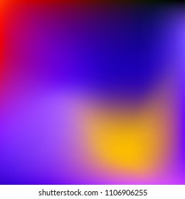 Abstract colorful gradient. Blurred abstract background. Multicolor blurry blend. Holographic illustration. Rainbow mesh texture. Modern effect vector. Holographic violet, red, blue, yellow mesh.